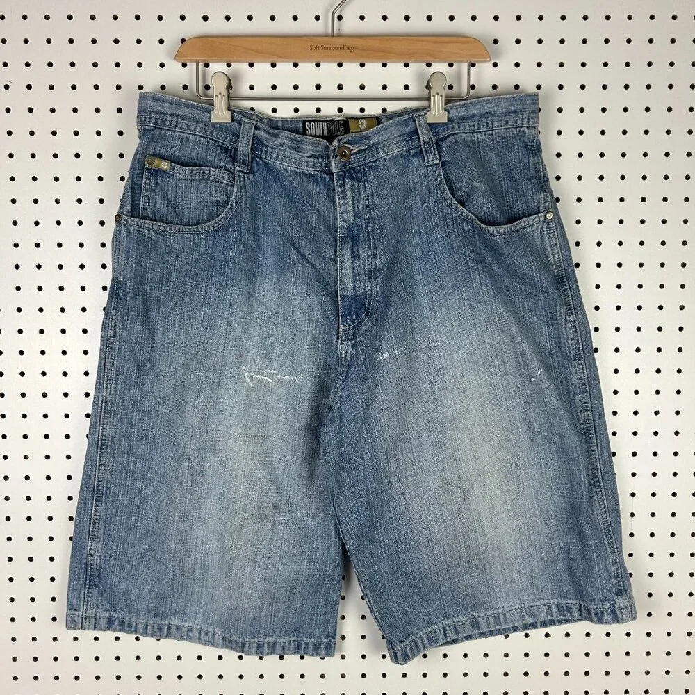 Southpole Baggy Jean Shorts 36 Light Wash Gold Tab Jorts Wide Leg Skate Y2K‎ 90s
